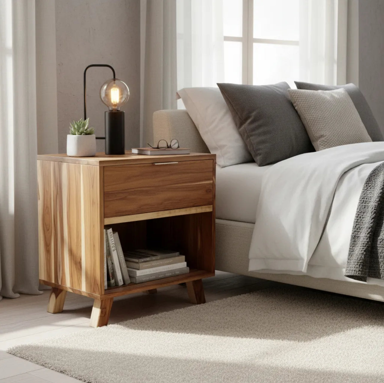 Buró mesa de noche 1/cajonen,  1/entrepaño